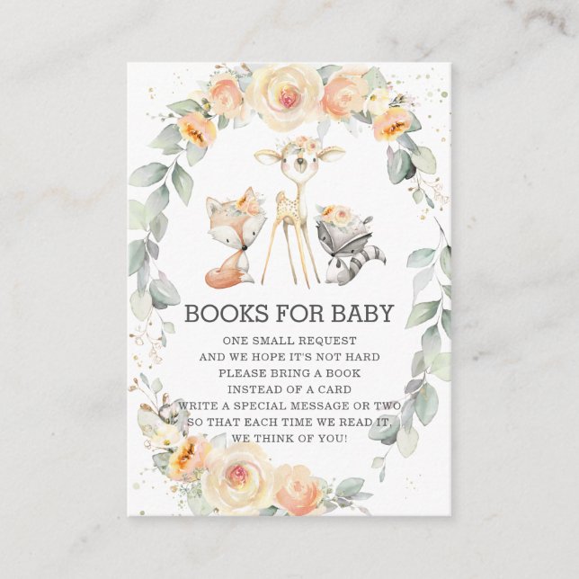 Woodland Yellow Floral Greenery Books for Baby Enclosure Card (Front)