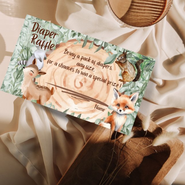 Woodland Zoo Animal Diaper Raffle baby shower Card (Creator Uploaded)