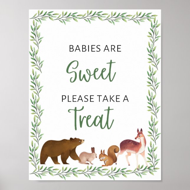 WoodlandBaby Shower Babies Are Sweet Sign (Front)