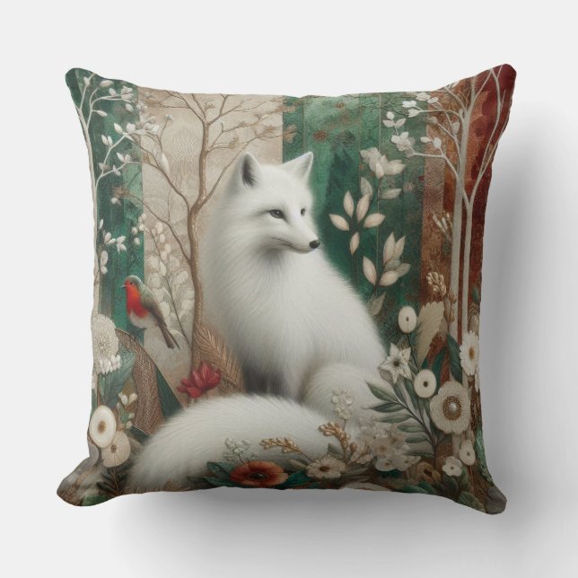 Woodlands Arctic Fox Decor Cushion (Front)