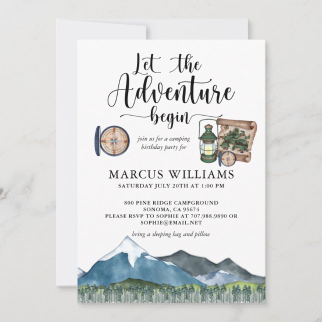 Woodlands Boy Birthday Party Camping Out Invitatio Invitation (Front)