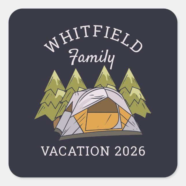 Woodlands Camping Trip Family Reunion Custom Square Sticker (Front)
