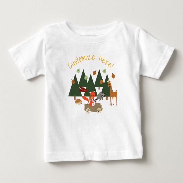 Woodlands forest animals birthday shirt (Front)