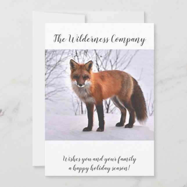 Woodlands Fox In Snow Christmas Holiday Card (Front)