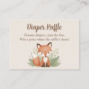 Woodlands Fox Watercolor Diaper Raffle Card