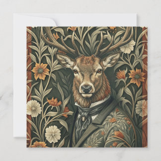 Woodlands Stag Elegant Vintage Forest Gentleman Thank You Card