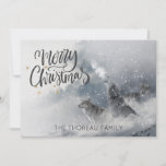 Woodlands Wolves Howl Winter Snow Merry Christmas Holiday Card<br><div class="desc">Merry Christmas woodlands wolves howling in the winter snow,  featuring a script type and snowflakes falling all around. Personalise with your family name. A simple style for those who love nature and wilderness spaces and woodlands creatures.</div>