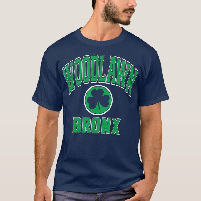 Woodlawn Bronx NY Varsity Style Shamrock Green T-Shirt (Front)