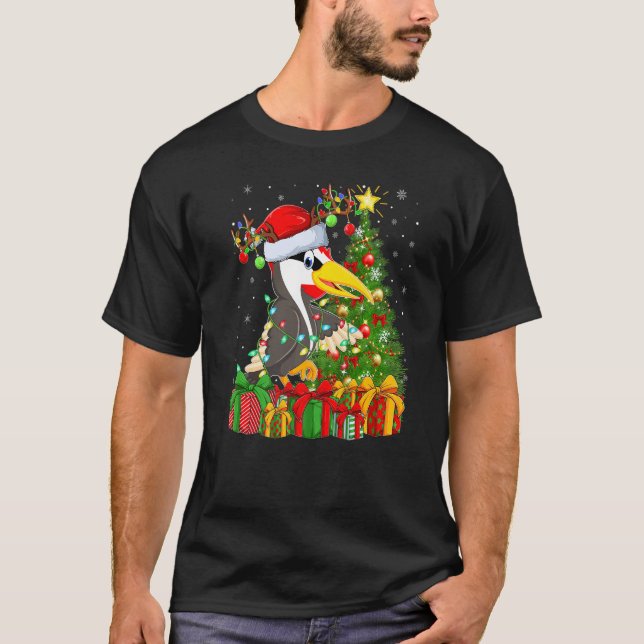 Woodpecker Bird  Xmas Holiday Woodpecker Christmas T-Shirt (Front)