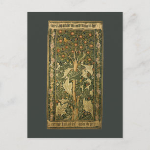 Woodpecker by William Morris, Vintage Textile Art Postcard