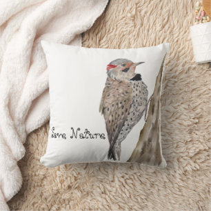 Woodpecker watercolor Throw Pillow