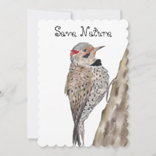 Woodpecker watercolor Throw Pillow Invitation