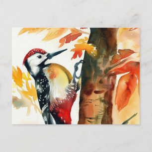 Woodpecker Watercolour Postcard