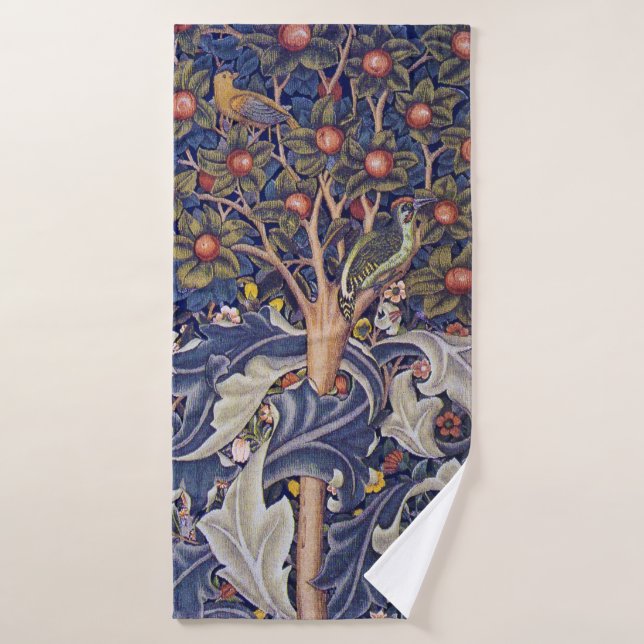Woodpecker, William Morris Bath Towel (Bath Towel)