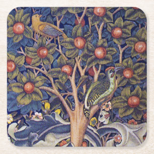 Woodpecker, William Morris Square Paper Coaster