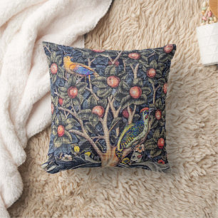 Woodpecker William Morris Throw Pillow