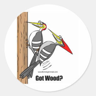 woodpeckers boinking, woodpeckers mating classic round sticker