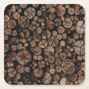 Woodpile Square Paper Coaster