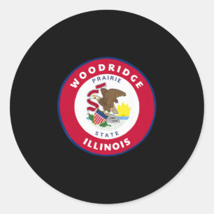 Woodridge Illinois Il Flag Dge Roundlet Souvenir Classic Round Sticker
