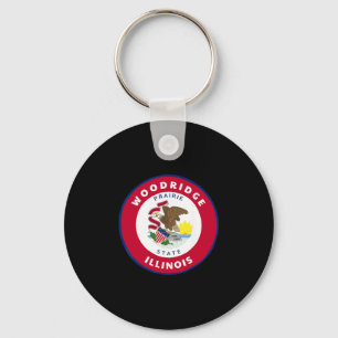 Woodridge Illinois Il Flag Dge Roundlet Souvenir Key Ring