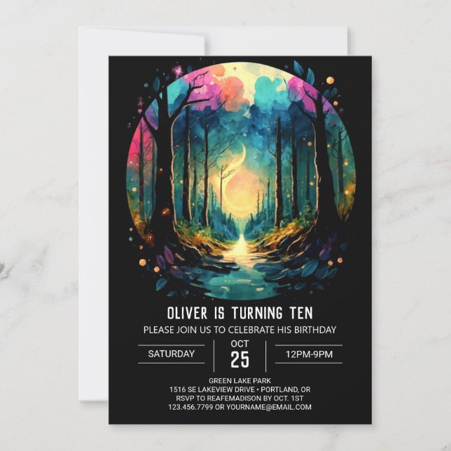 Woods Adventure Mystical Birthday Invitation (Front)