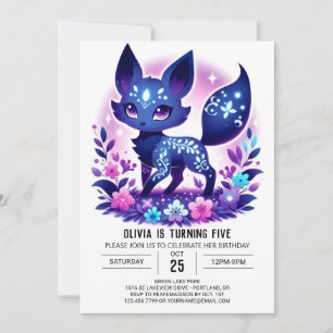 Woods Majestic Fox Digital Birthday  Invitation