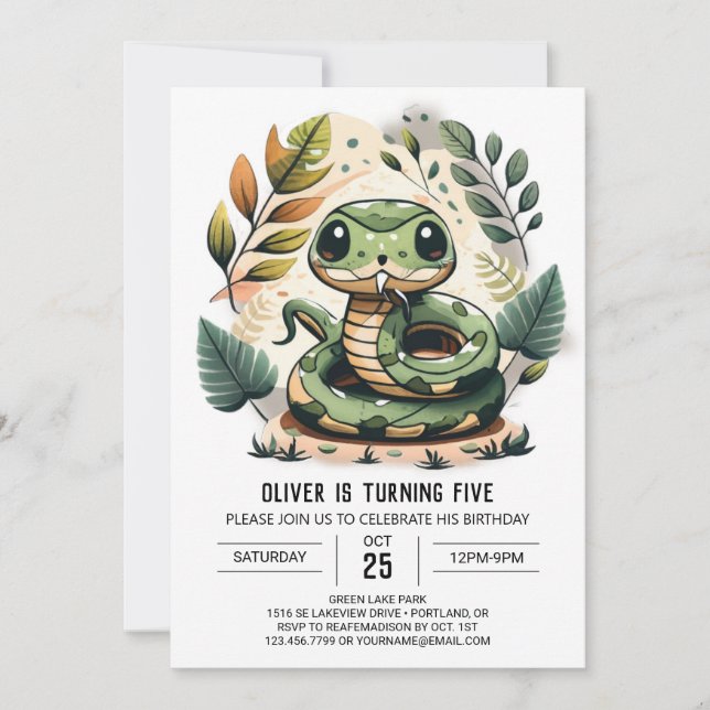 Woods Python Party Birthday Invitation (Front)