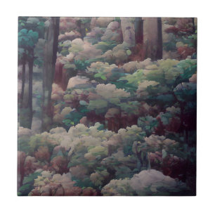 Woods shadow art green and brown ceramic tile