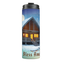 *~* Woods Stream Cabin Night Moon Patriotic