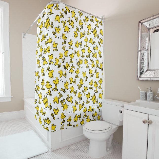 Woodstock Classic Design Pattern Shower Curtain (In Situ)