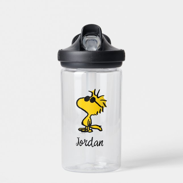 Woodstock Cool Sunglasses Pattern | Add Your Name Water Bottle (Front)
