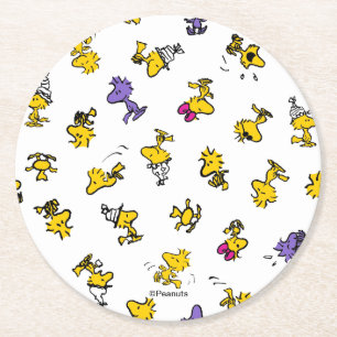 Woodstock Fun Pattern Round Paper Coaster