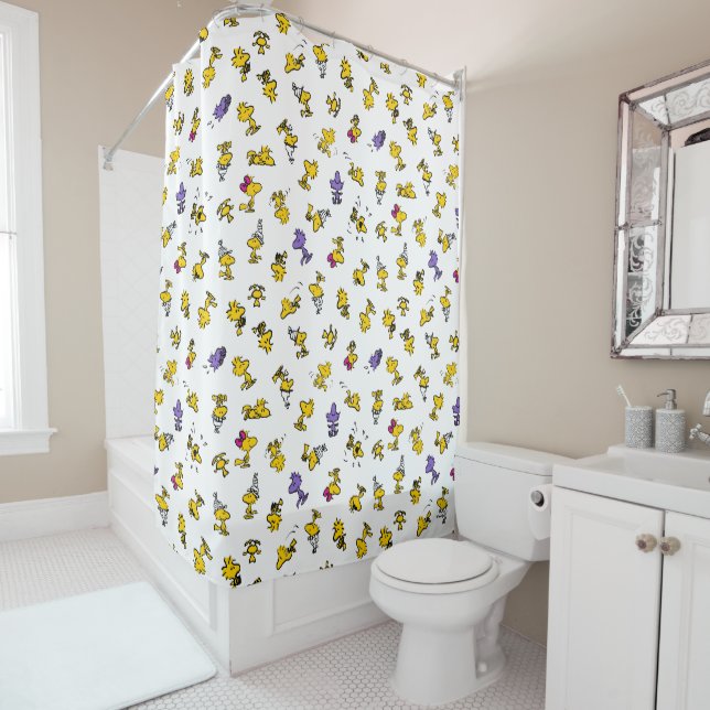 Woodstock Fun Pattern Shower Curtain (In Situ)
