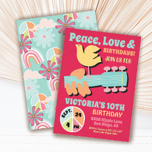Woodstock Hippie Birthday Party Invitation