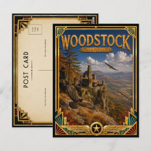 Woodstock New York Vintage Art Deco Golden Age Postcard