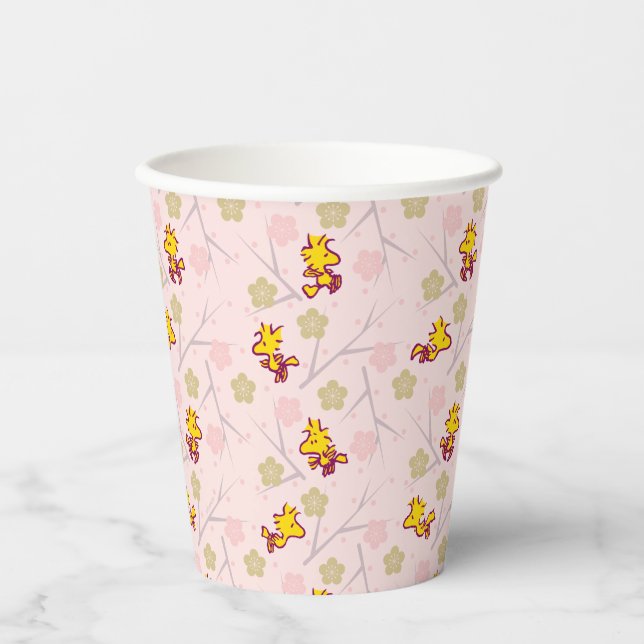 Woodstock Pink Cherry Blossom Pattern Paper Cups (Front)