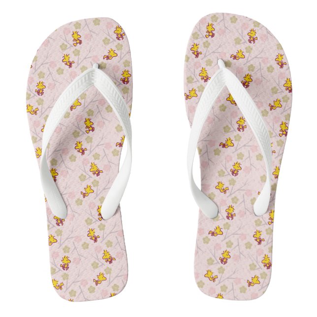 Woodstock Pink Cherry Blossom Pattern Thongs (Footbed)