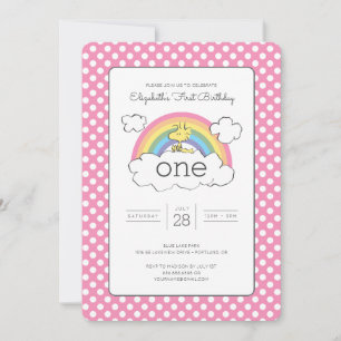 Woodstock Rainbow First Birthday Invitation