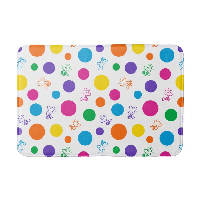 Woodstock Rainbow Polka Dot Pattern Bath Mat (Front)