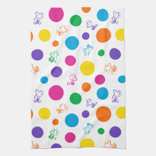 Woodstock Rainbow Polka Dot Pattern Tea Towel