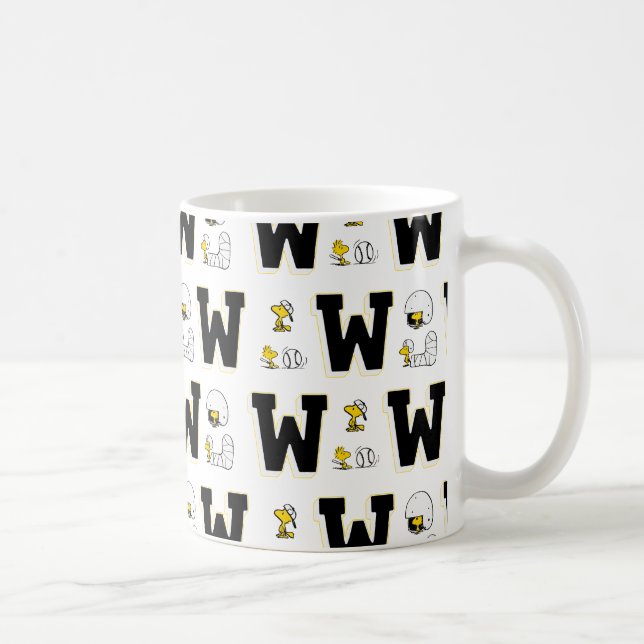 Woodstock Varsity Sports Letter Pattern Coffee Mug (Right)