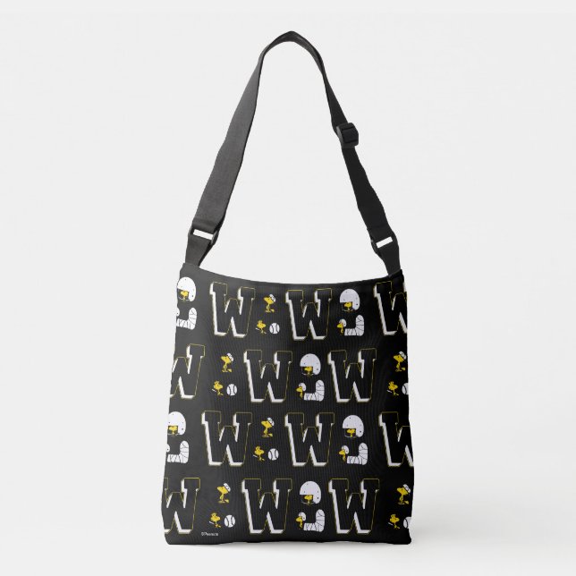 Woodstock Varsity Sports Letter Pattern Crossbody Bag (Front)
