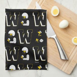Woodstock Varsity Sports Letter Pattern Tea Towel