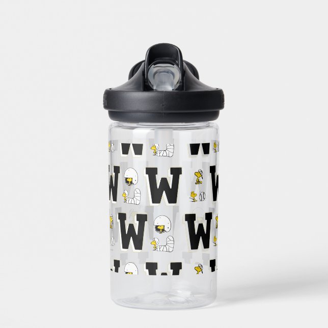 Woodstock Varsity Sports Letter Pattern Water Bottle (Front)