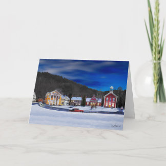 Woodstock Vermont on a winter night Holiday Card
