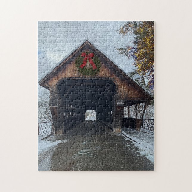 Woodstock Vermont Snowy Holiday Jigsaw Puzzle (Vertical)