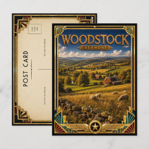 Woodstock Vermont Vintage Art Deco Golden Age Postcard