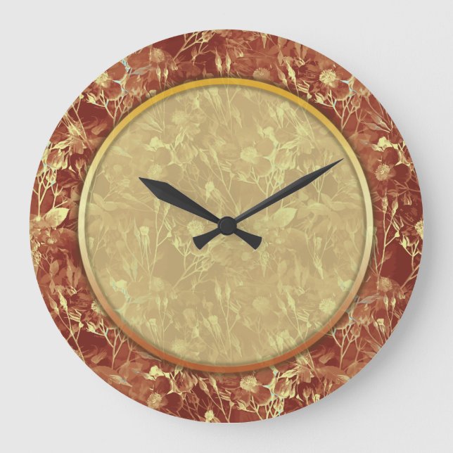 Woodsy Brown Abstract Cosmos Large Clock (Front)