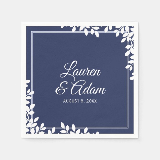 Woodsy Cocktail Napkins | Leaf Frame (Midnight) DK (Front)