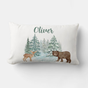 Woodsy Deer & Bear Nursery Childs bedroom Lumbar Lumbar Cushion